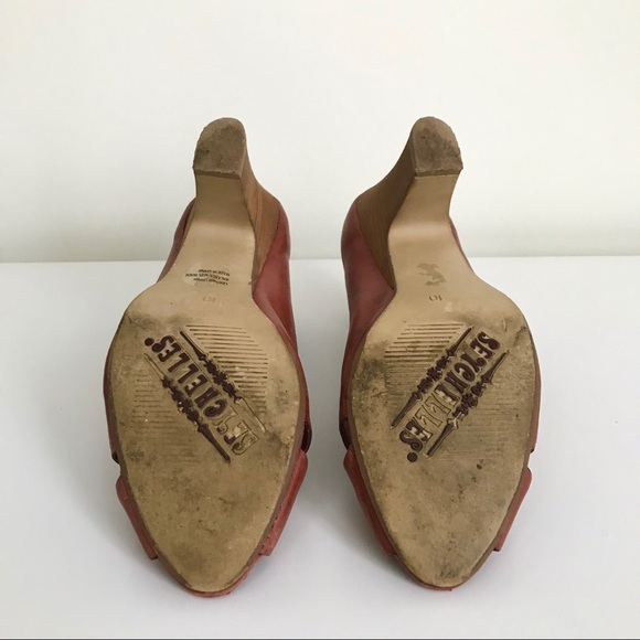 Seychelles Burgundy Leather Peep Toe Heels 10 - Picture 13 of 14